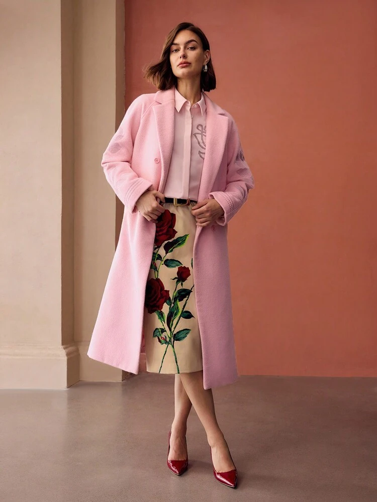 FLORAL PRINT CONTRAST WAIST STRAIGHT LEG SKIRT WITHOUT BELT