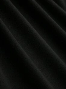 Celure Áo khoác dài cổ ve màu trơn thanh lịch cỡ lớn cho nữ, thu/đông, thắt eo - màu đen - Xem 6