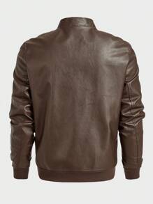 Manfinity VCAY Men's Retro Casual PU Leather Jacket For Autumn