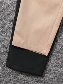 2pcs Kids Tween BoyWinter And Fall Basic Versatile Brown And Fleece Black Pants Suitable For Christmas Parties And Daily Outdoor Wear - Multicolor - View 4