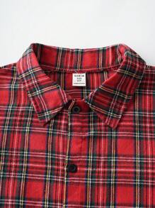 SHEIN Camicia casual a quadri natalizia per ragazzo pre-adolescente