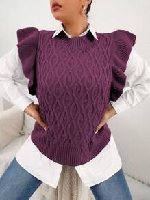 Celure Jersey de punto sin mangas de unicolor para talla grande
