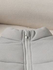 SHEIN 3 件套男婴灰色厚保暖内衬保暖夹克、拉链连帽衫和百搭长裤套装，适合居家、户外和雪地玩耍、秋冬季 - 灰色 - 查看 4