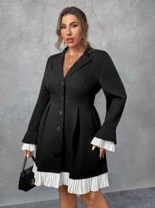 Flirla Váy xếp ly chữ A phong cách Pháp thanh lịch thu đông mới - màu đen - Xem 5