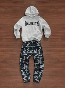 SHEIN Bộ 2 quần dài in họa tiết giản dị rộng rãi cho bé trai tuổi teen - Nhiều màu - Xem 1