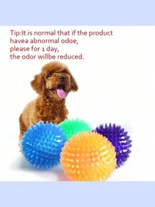 1 pieza Pelota de goma con sonido para masticar de color aleatorio, juguete interactivo de limpieza dental para perros, juego de entrenamiento y diversión para mascotas, regalo para cachorros para usar dentro y fuera de casa - Azul - Ver 4