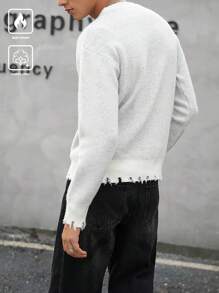 Manfinity EMRG Jersey informal de cuello redondo de manga larga con estampado de corazones para hombre, apto para otoño/invierno