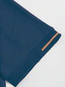 Manfinity Homme Men's Casual Minimalist Ribbed Short Sleeve Polo Shirt - Blue - View 5