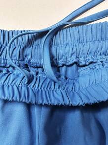 Manfinity 男士纯色短袖长裤休闲医疗制服套装，秋季