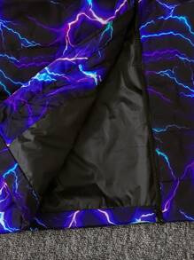 SHEIN Teens/Youth Lightning Letter Graphic Padded Stand Collar Thick Insulated Down Jacket, Winter