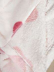 SHEIN CURVE+ Heart Pattern Shawl Collar Belted Robe,Flannels,Curve Plus,Winter - White - View 6