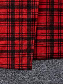 SHEIN Tween Girl Red Plaid Knit A-Line Skirt, Christmas Season
