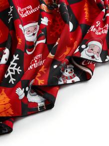 SHEIN LUNE Váy thường ngày in hình ông già Noel cỡ lớn tương phản ngày lễ Giáng sinh cho mùa thu/đông - màu đen - Xem 7