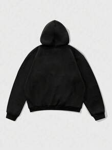 ROMWE MEN Sudadera con capucha de estilo corto para hombre, vintage de calle - Negro - Ver 2