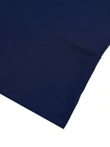TaskEZ Set de uniforme de scrubs con top de manga corta escote en V y pantalones, de unicolor y parches - Azul Marino - Ver 14