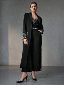 MOTF Soiréza PEAK COLLAR RHINESTONE DETAIL MERMAID HEM EVENING DRESS - Black - View 5