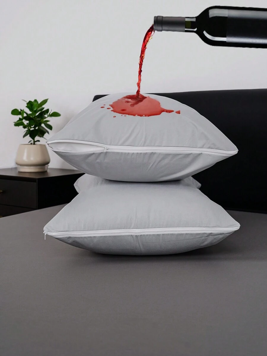 2pcs Waterproof Bedding Protectors - Breathable TPU Combination, Low Allergen, Zippered Pillow Covers, 2 Pieces Set - Light Grey - View 1