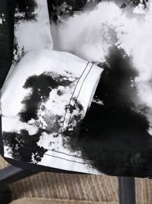 SHEIN Leap Crew 青少年男孩休闲宽松舒适百搭扎染涂鸦脸图案长袖上衣，适合秋冬季