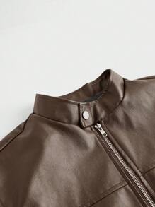 Manfinity VCAY Men's Retro Casual PU Leather Jacket For Autumn