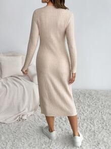 SHEIN Vestido de maternidad y lactancia, vestido casual de manga larga y cuello redondo de unicolor, otoño
