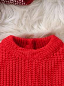 Baby Girls & Boys Knitted Long Sleeve Sweater Onesie, Cozy & Warm, Suitable For Autumn/Winter. Features Christmas Tree Embroidery Design, Comfortable For Everyday Wear, Holiday, Home, Outdoors, And Travel