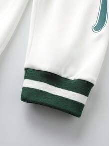 SHEIN 2pcs/Set Teen Boys Casual V-Neck Collegiate Style Outfit - Dark Green - View 4