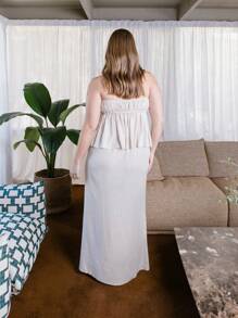 Aralina Plus Size Viscose Double Tie Front Cami Resort Style Tube Top - Grey - View 2