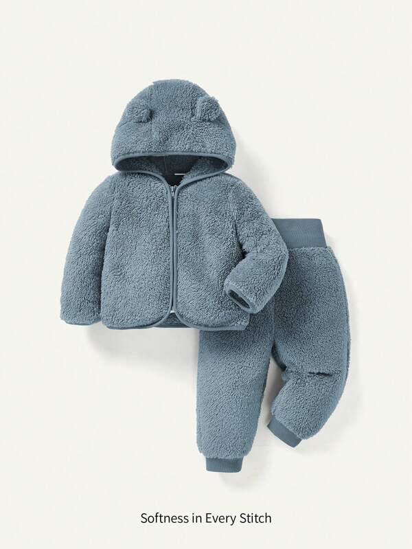 Cozy Pixies 2pcs/Set Baby Girl Hooded Fleece Jacket And Thick Pants Set