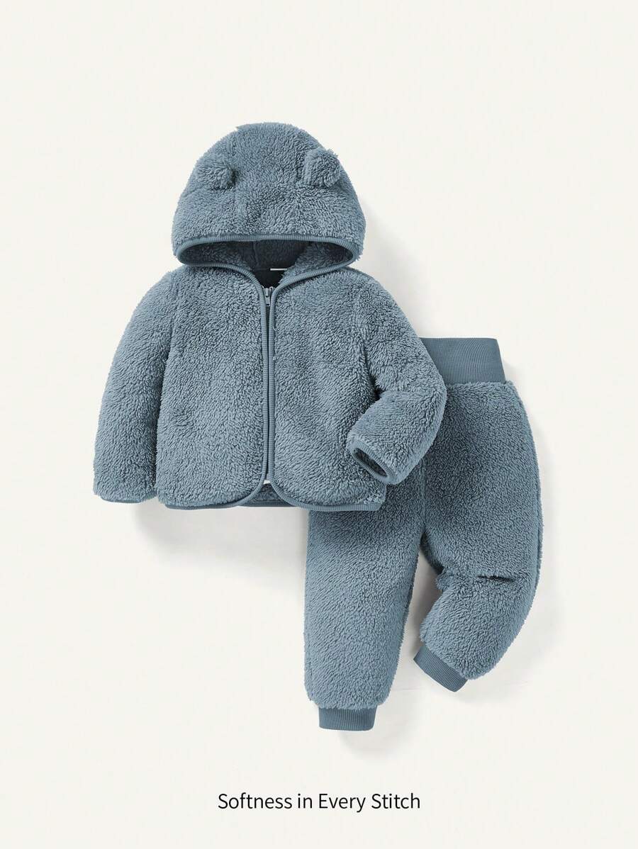 Cozy Pixies 2 pezzi/Set Giacca in pile con cappuccio e pantaloni spessi per bambina