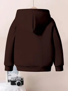 SHEIN Áo nỉ dài tay có mũ, kiểu dáng rộng rãi, thoải mái, mát mẻ, họa tiết chó và thỏ hoạt hình dành cho bé trai, thích hợp mặc hàng ngày vào mùa thu/đông. - Nhiều màu - Xem 3