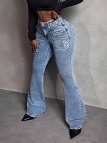 Slaydiva Women's Simple Button Front Pockets Design Casual Jeans, Daily Wear - Light Wash - View 2