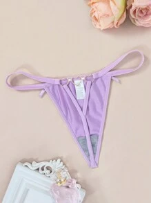Tanga sexy con diseño recortado y anillo en forma de corazón - Morado - Ver 3