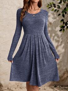 EMERY ROSE 圆领长袖连衣裙,秋季女装连衣裙,冬季女装连衣裙