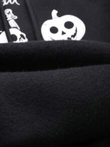 DAZY 女式万圣节宽松休闲保暖连帽运动衫，秋季服装 - 黑色 - 查看 7