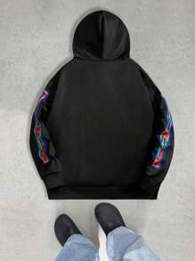 Manfinity VCAY Áo nỉ dệt kim tay dài dáng rộng cho nam - màu đen - Xem 2