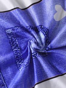 Leggings casuales para niñas pequeñas con estampado de corazones y letras, versátiles para usar al aire libre en primavera/otoño - Azul - Ver 7