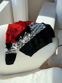 SHEIN Áo len dài tay cổ tròn họa tiết hoạt hình dễ thương, thoải mái, dáng rộng cho bé trai, thích hợp mặc đi học, đi chơi, thể thao, mùa thu/đông. - Nhiều màu - Xem 5