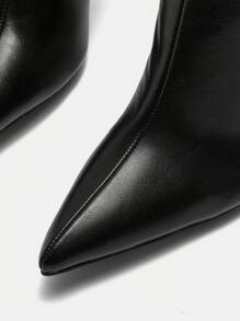 CUCCOO SZL Women's Fashion Commuting Minimalist Versatile Black Pointed Toe Knee-High Boots For Christmas - Black - View 5