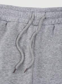 ROMWE MEN Street Life Men's Front Tie Pocket Star Print Casual Pants, Daily Casual Wear - Light Grey - View 7