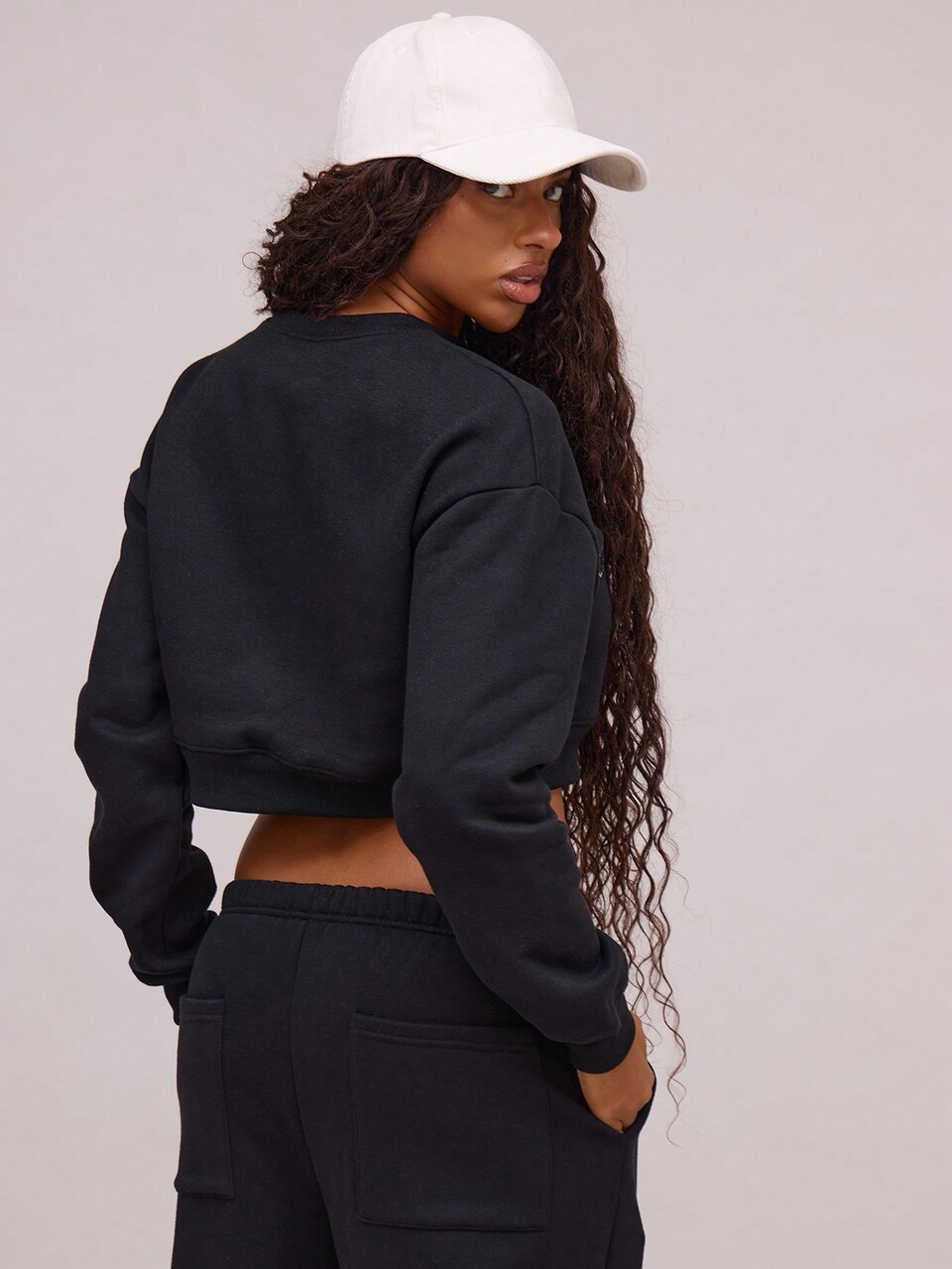 Active Cropped Letter S Sweatshirt Gym Fitness