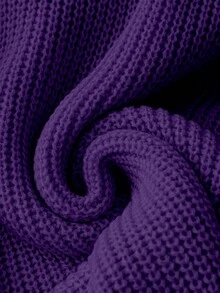 SHEIN LUNE Plus Size Women Solid Color Casual Loose Knitted Sweater, Autumn/Winter - Purple - View 4