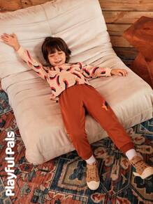 SHEIN 2pcs/Set Boy's Casual Star Print Round Neck Long Sleeve Top And Pants, Autumn - Multicolor - View 14