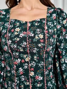 Modelyn 1 件女式花卉印花长袖阿拉伯朴素连衣裙