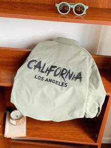 SHEIN قميص رياضي كاجوال للأطفال المراهقين محبوك سادة بياقة منسدلة وأكمام طويلة فضفاضة مع طبعة بأحرف جرافيتي، مناسب للذهاب إلى العمل والمدرسة والأنشطة اليومية العادية والعطلات والرياضة في فصول الربيع والصيف والخريف والشتاء