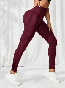 Easithlete Leggings de yoga para mujer de unicolor, sin costuras, con alto estiramiento y control de abdomen para ropa deportiva
