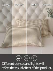 1pc 100% Polyester Micro-Grid AB Version Envelope Pillow Case, Excluding Filler - Multicolor - View 6