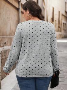 EMERY ROSE Áo thun dài tay chấm bi mềm mại dành cho nữ, phong cách tươi trẻ thanh lịch, mới cho đầu thu 2024 Áo thun giữ nhiệt cỡ lớn Quần áo mùa thu, cho mùa đông - Xám - Xem 8