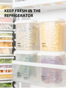 1入組透明食物貯藏極簡風格字母圖案食物儲藏盒適用於廚房 - 白色 - 查看 5