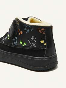 Cozy Pixies 1 Pair Boys Cute Cartoon Dinosaur Design Comfortable Warm Casual Sports Shoes For Daily Wear, Suitable For Autumn & Winter (Pattern Random)