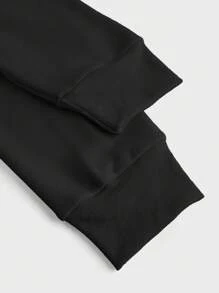 Claim Dot Sudadera con capucha de unicolor y bolsillo, de manga larga y minimalista para hombre, para uso casual diario en otoño - Negro - Ver 5
